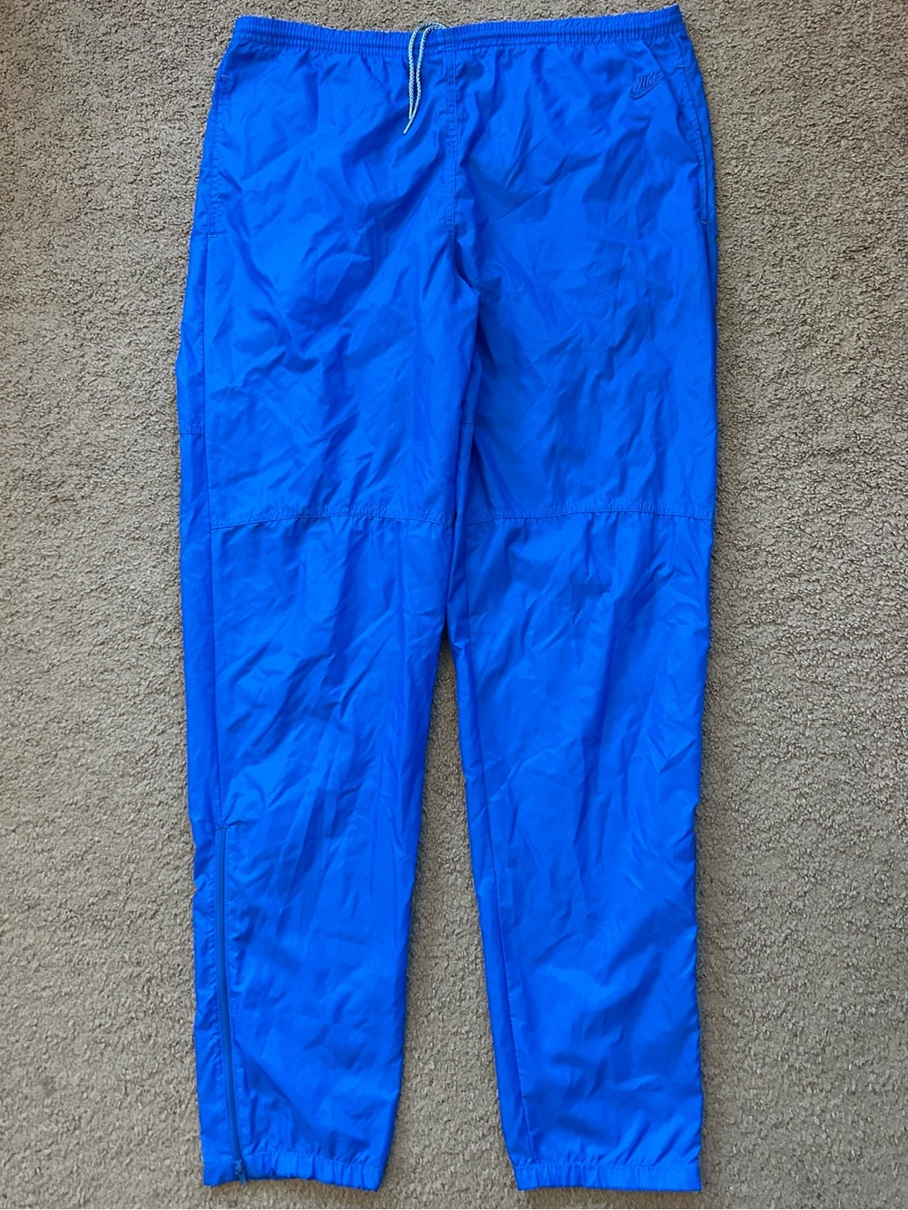 Vintage Nike Men's Royal Blue 100% Nylon Athletic Joggers Pants  size L